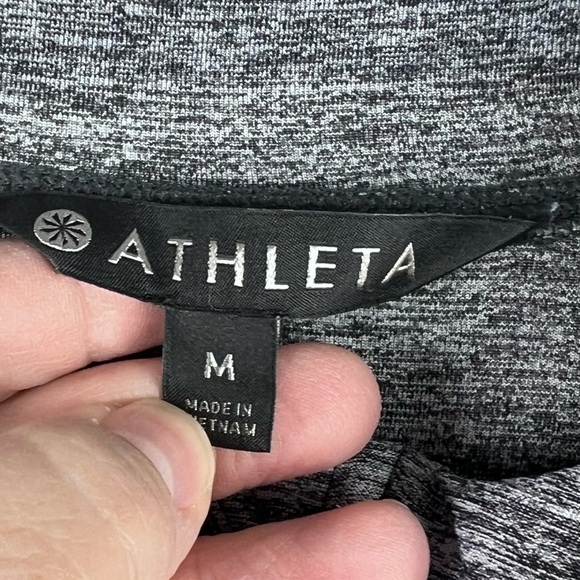 ATHLETA Baja Marled Grey Fill Zip Hooded Top | Medium - Picture 4 of 9